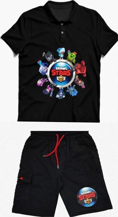Brawl Stars Baskılı Polo Yaka Tişört Ve Şort Takım