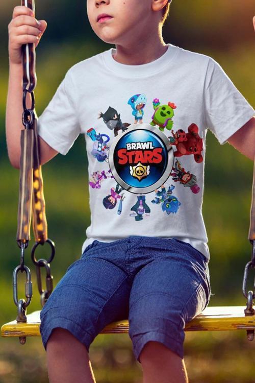 Kız-Erkek Browl Stars Baskılı Tişört T-Shirt