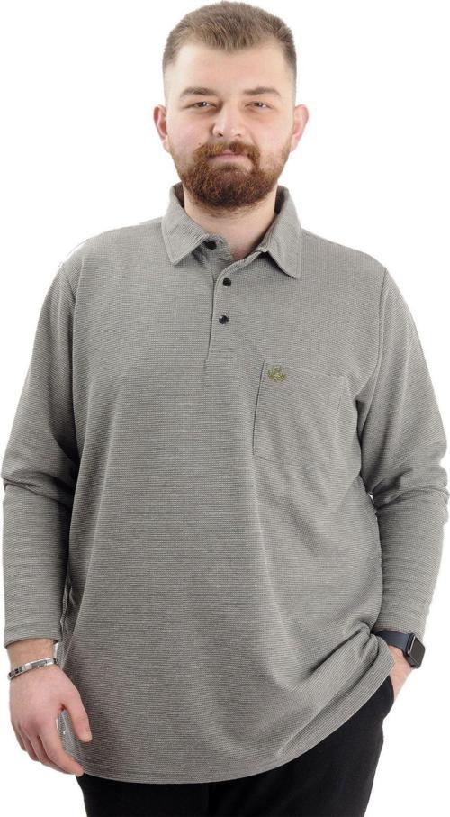 Büyük Beden Erkek Sweatshirt Polo Yaka Uzun Kol Waffle 23449 Haki