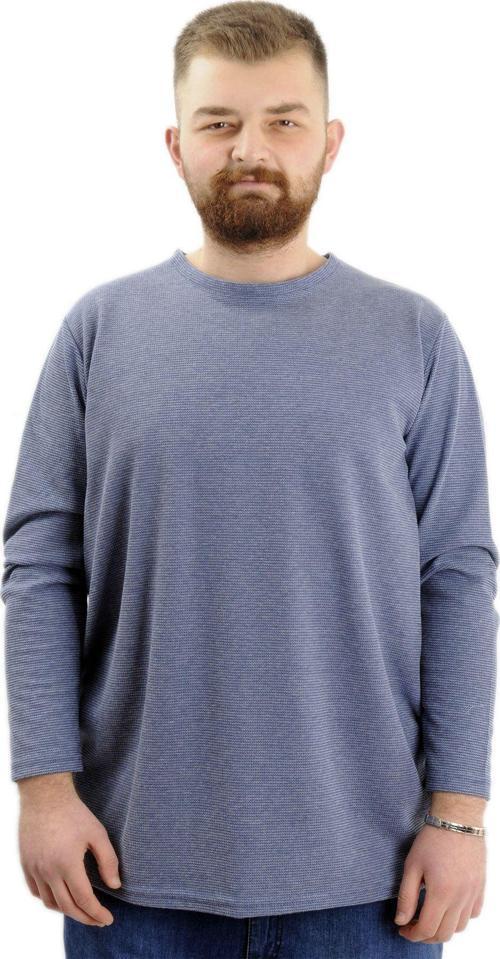 Büyük Beden Erkek Sweatshirt Bisiklet Yaka Uzun Kol Waffle 23460 İndigo