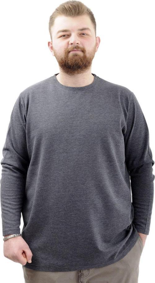 Büyük Beden Erkek Sweatshirt Bisiklet Yaka Uzun Kol Waffle 23460 Antrasit