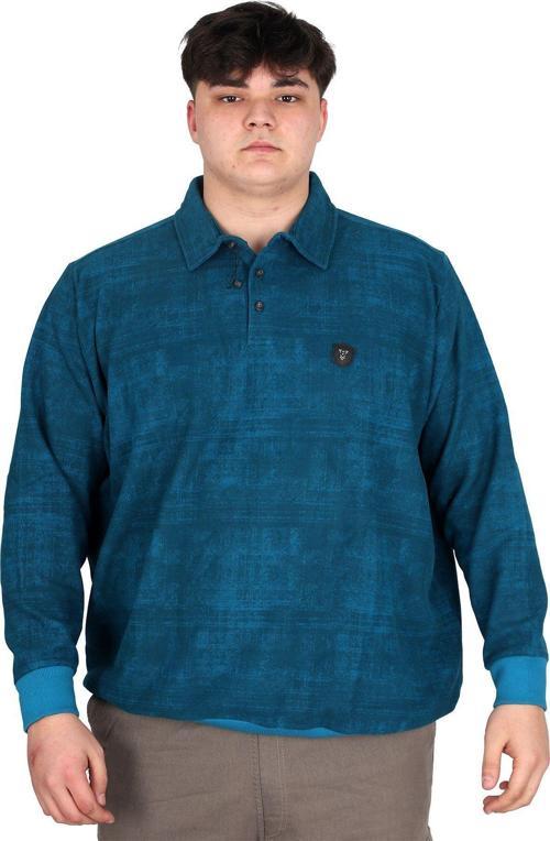 Büyük Beden Erkek Polo Yaka Sweatshirt Baskılı Selanik U24440 Turkuaz
