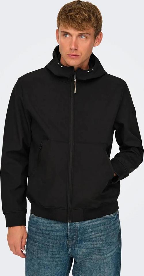 Erkek Onsbowıe Kapüşonlu Softshell Ceket Mont 22029276 Siyah