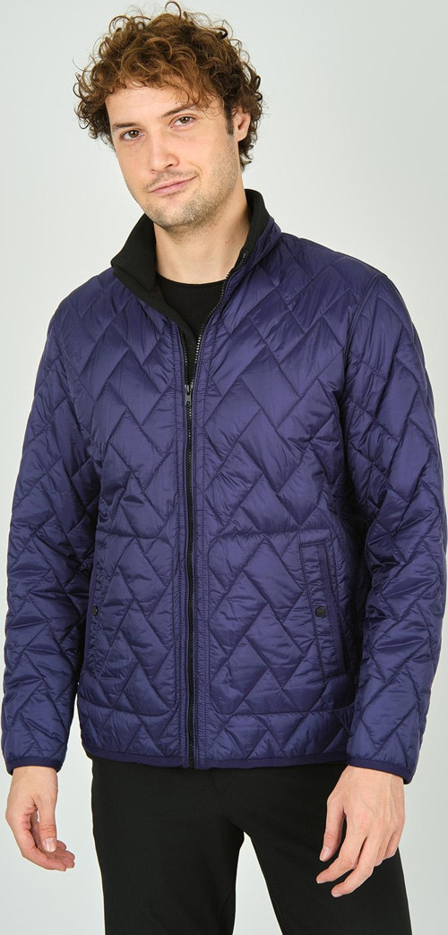 Erkek Dik Yaka Fermuarlı Cep Detaylı Kapitone Mont 4355 Saks