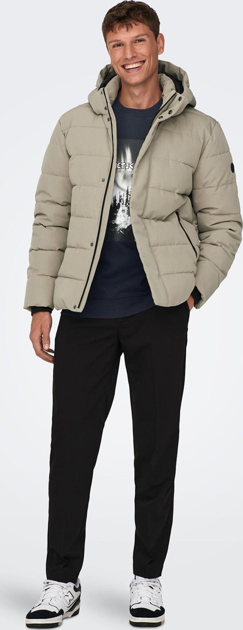 Erkek Onscayson Kapüşonlu Su Geçirmez Puffer Mont 22019598 Haki