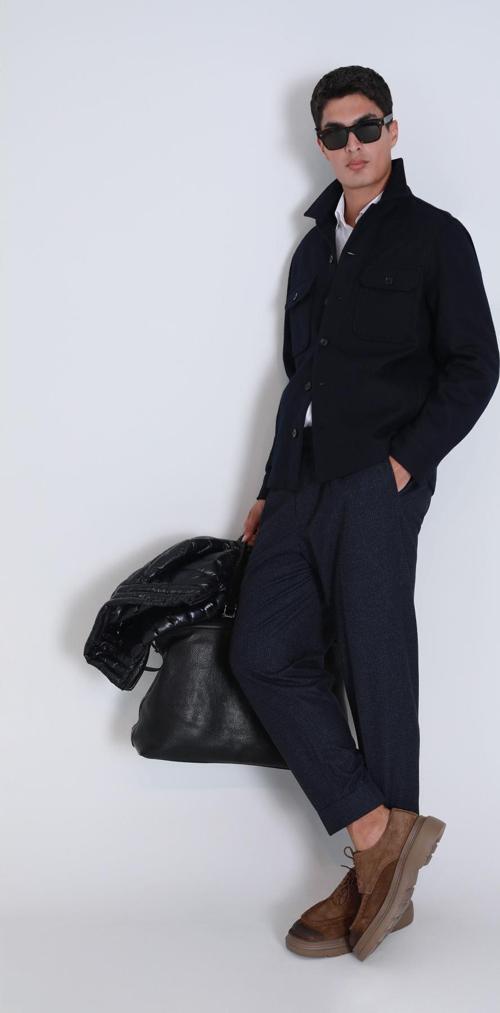 Erkek Barena Basic Slim Fit Gömlek 112010666 Lacivert