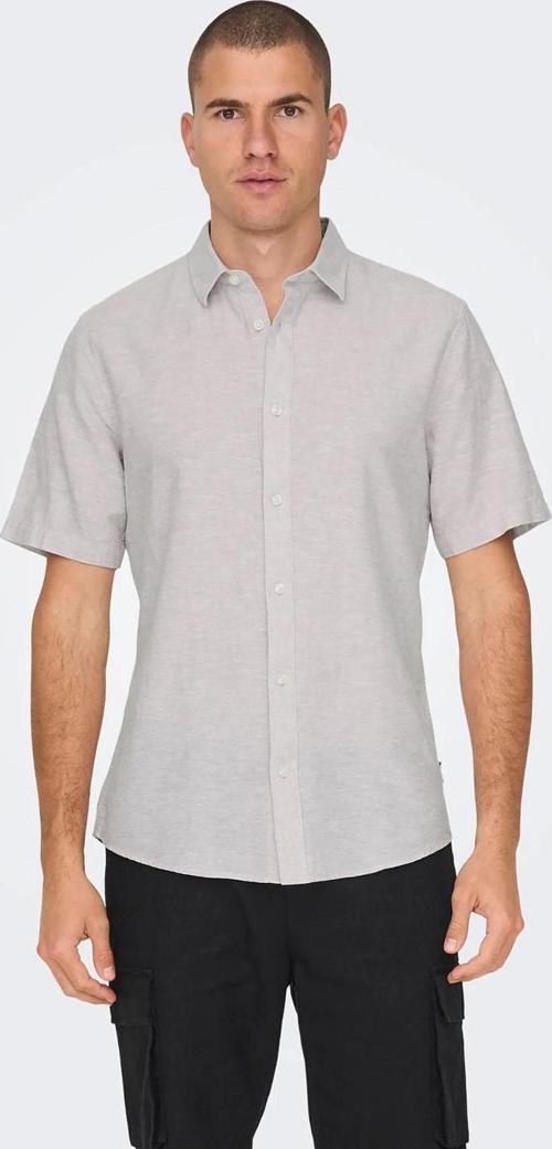 Erkek Onscaıden Slim Fit Kısa Kollu Keten Gömlek 22009885 Lila