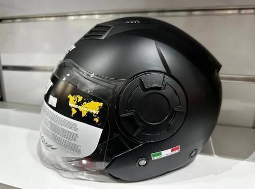 766 Geko Güneş Gözlüklü Yarım Motosiklet Kaskı L Beden Mat Black