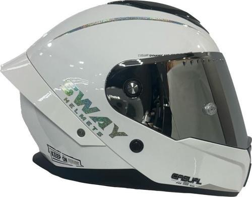 850 Full Face Aynalı Vizör Kapalı Motosiklet Kaskı Pinlock Hediyeli XL Beden White Silver