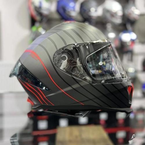 865 Space Full Face Güneş Gözlüklü Kapalı Motosiklet Kaskı XL Beden Black Red