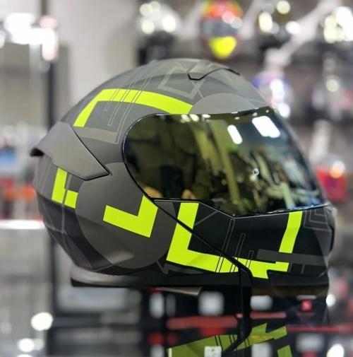 912 Full Face Aynalı Vizör Çene Açılır Motosiklet Kaskı M Beden A1 Yellow+1Şeffaf Vizör Hediye