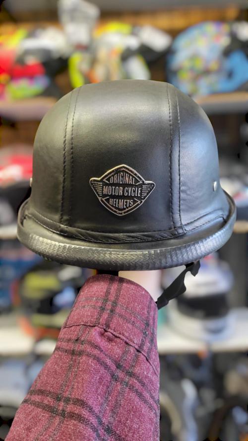 Nazi Model Uv 400 Korumalı Deri Miğfer Yarım Motosiklet Kaskı S Beden