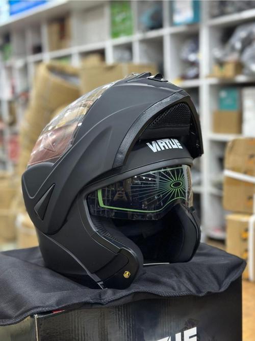 VRT MB808 Full Face Çene Açılır Güneş Vizörlü Motosiklet Kaskı M Beden Mat Siyah 