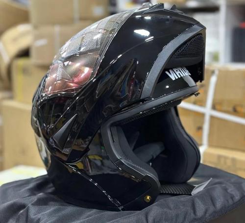 VRT MB808 Full Face Çene Açılır Güneş Vizörlü Motosiklet Kaskı M Beden Siyah 