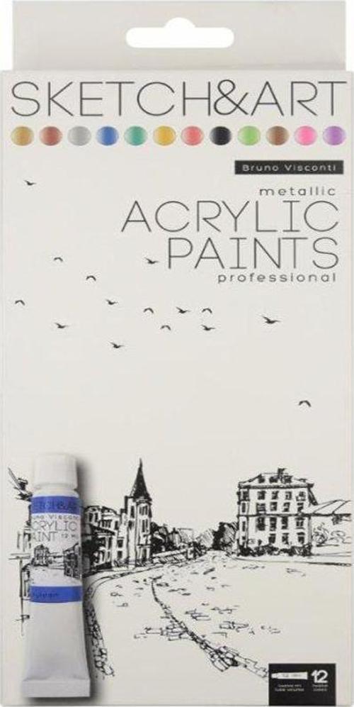Sketch&Art Akrilik Boya Metalik Renkler 12x12ml No:70-0065