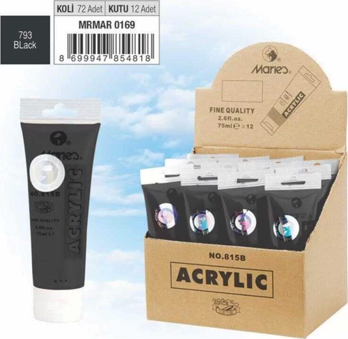 Akrilik Boya 75ml Siyah