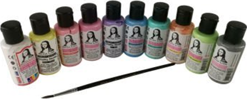 ML122C  MONALİSA CHALK AKRİLİK BOYA 10 RENKx40ml+FIRÇA SET