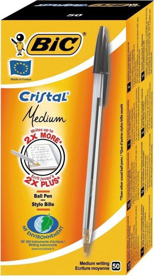 Cristal Medium Siyah Tükenmez Kalem (50 li Kutu)