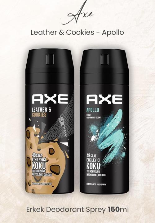 Erkek Deodorant Sprey Leather & Cookies ve Apollo 150 ml
