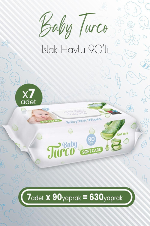 Soft Care Bebek Islak Havlu Aloe Vera 90' lı x 7 Adet (630 Yaprak)