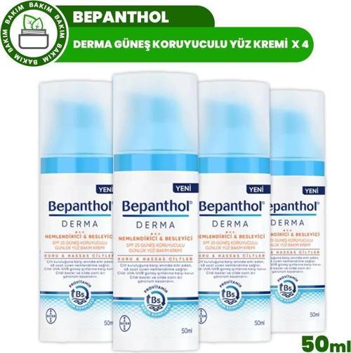 Derma Nemlendirici ve Besleyici Güneş Koruyuculu Yüz Kremi SPF25 50 ml x 4