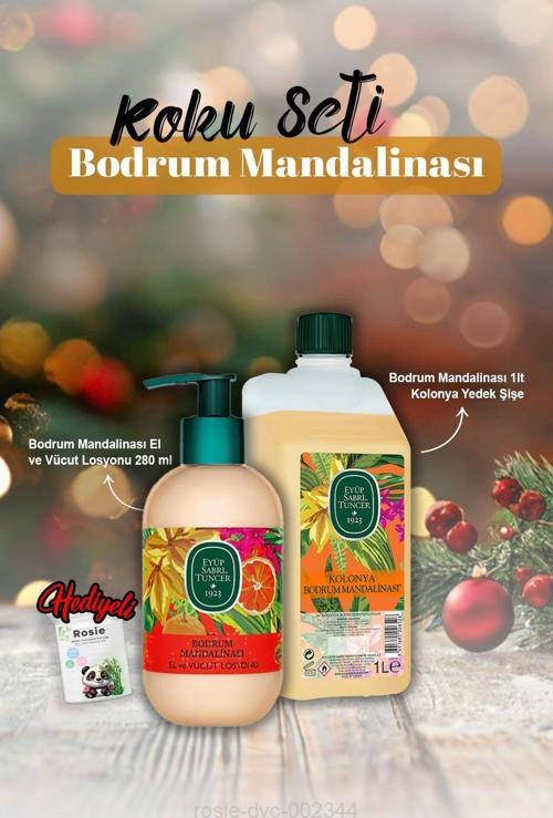 Bodrum Mandalinası 1 lt Kolonya, Losyon 280 ml ve Rosie Hediye