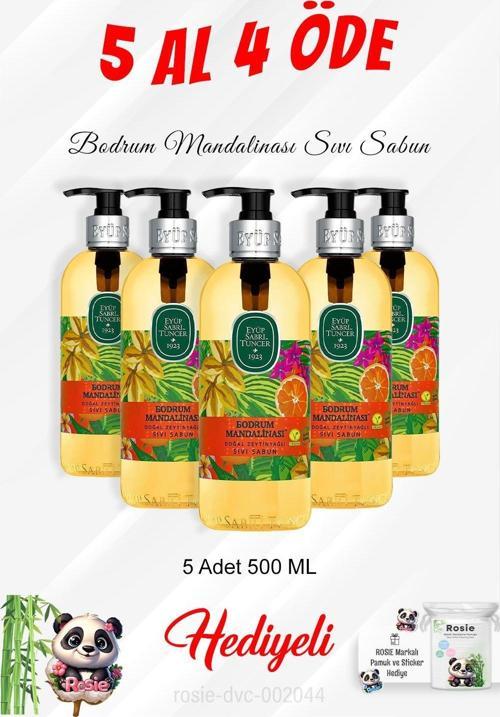 Bodrum Mandalinası Zeytinyağlı Sıvı Sabun 500 ML 5 Al 4 Öde ve Rosie Pamuk