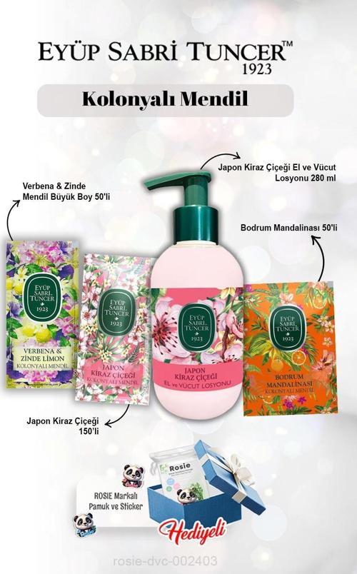 150'li Kiraz Çiçeği, Verbena 50'li, Mandalina 50'li, Kiraz Çiçeği Losyon 280 ml ve Rosie