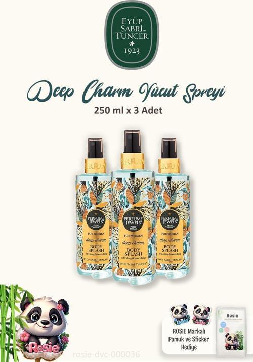 3 Adet Eyüp Sabri Tuncer Deep Charm Vücut Spreyi 250 ml ve ROSIE Pamuk 60'lı