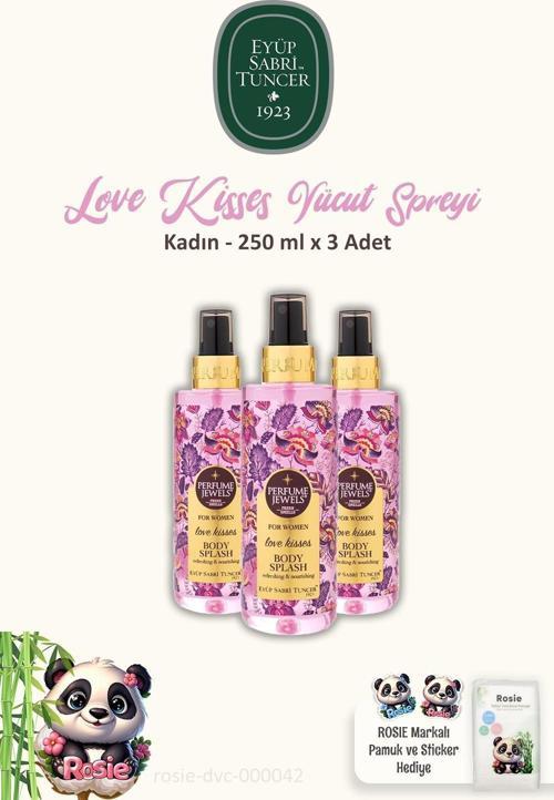 3 Adet Eyüp Sabri Tuncer Pj Body Splash Love Kisses 250 ml ve ROSIE Pamuk 60'lı