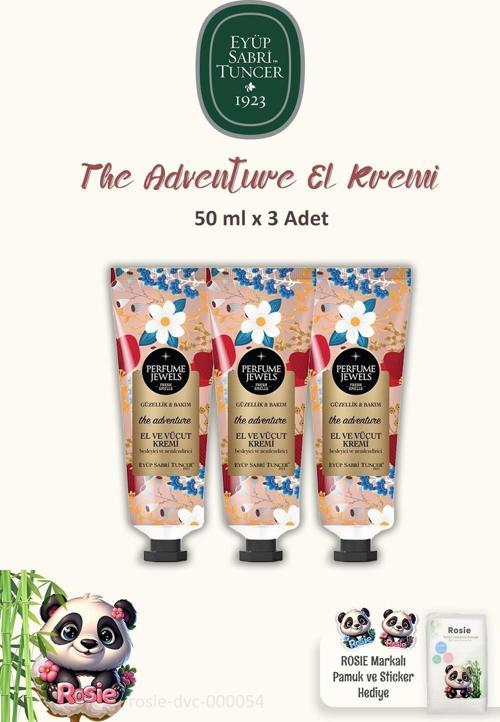 3 Adet Eyüp Sabri Tuncer The Adventure El Kremi 50 ml ve ROSIE Pamuk