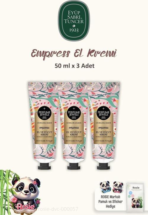 3 'lü Eyüp Sabri Tuncer Perfume Jewels Empress El Kremi 50 ml ve ROSIE Pamuk