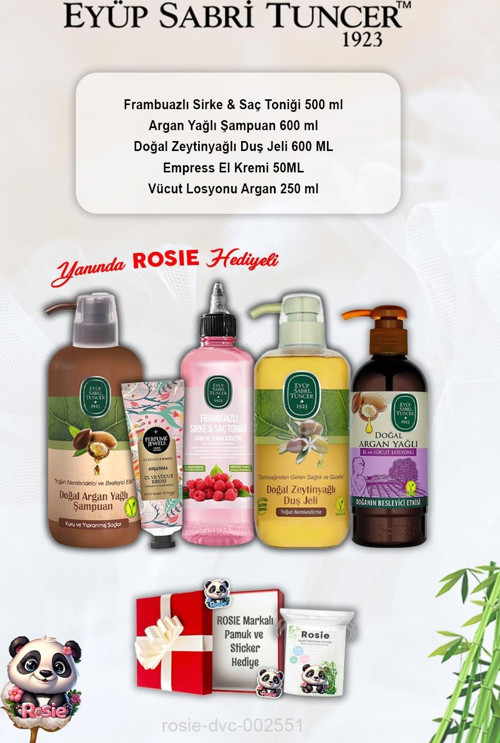 Empress Krem, Tonik Frambuaz, Argan Şampuan ve Losyon , Zeytinyağlı Duş Jeli ve Rosie