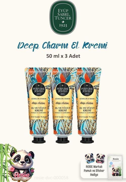 3'lü Eyüp Sabri Tunce Deep Charm El Kremi 50 ml ve ROSIE Temizleme Pamuğu 60'lı