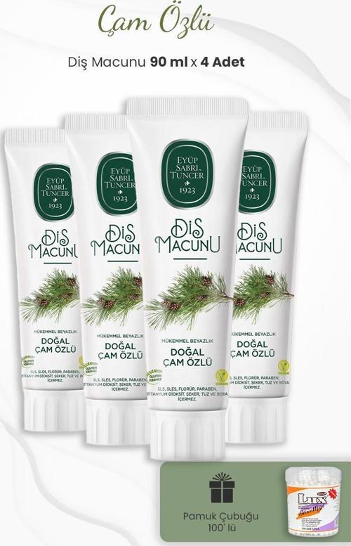 Çam Özlü  Diş Macunu 90 ml x 4 Adet ve Kulak Çubuğu