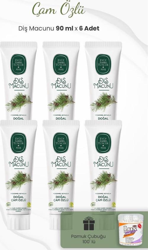 Çam Özlü Diş Macunu 90 ml x 6 Adet ve Kulak Çubuğu