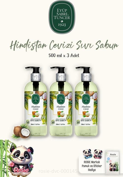 3'lü Eyüp Sabri Tuncer Hindistan Cevizi Sıvı Sabun 500 ml ve ROSIE Doğal Pamuk