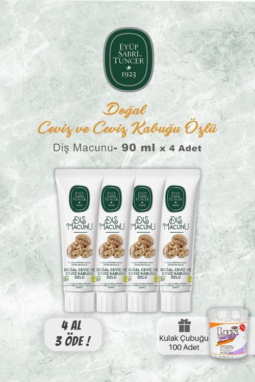 Ceviz Özlü Diş Macunu 90 ml 4 AL 3 ÖDE ve Kulak Çubuğu 100 Adet