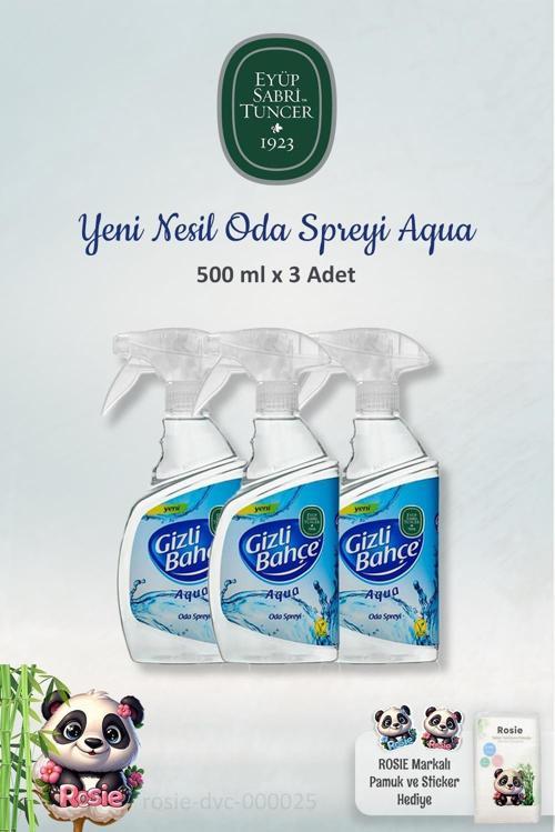 3'lü Eyüp Sabri Tuncer Yeni Nesil Oda Spreyi Aqua 500 ml ve ROSIE %100 Pamuk 3'lü