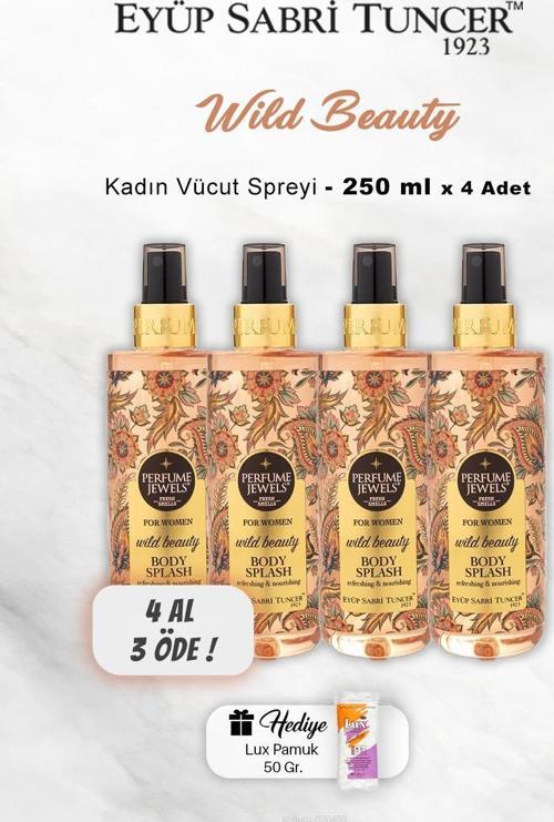 4 AL 3 ÖDE Eyüp Sabri Tuncer Vücut Spreyi Wild Beauty 250 ml, Pamuk Hediyeli