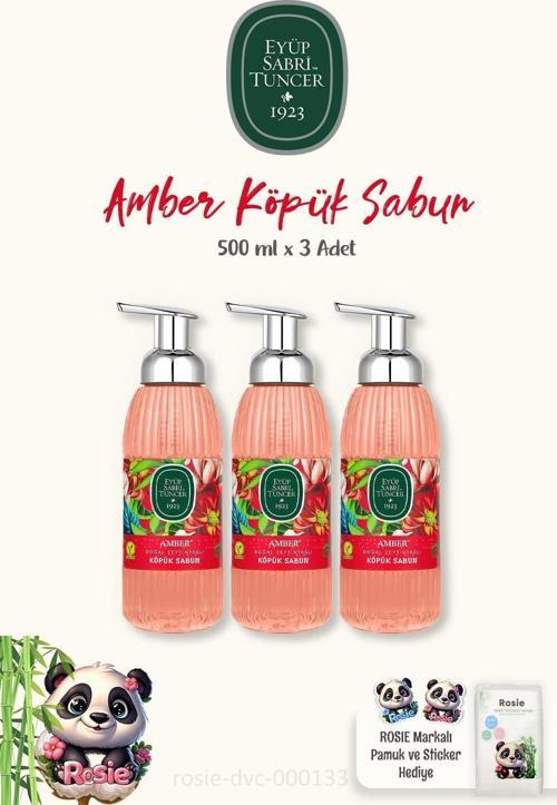 3 Adet Amber Köpük Sabun 500 ml ve Pamuk ROSIE 60'lı