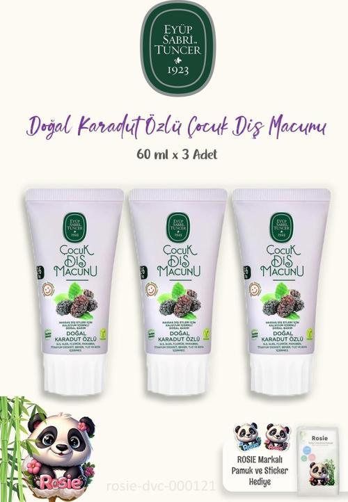 3 Adet Doğal Karadut Özlü Çocuk Diş Macunu 60 ml ve ROSIE