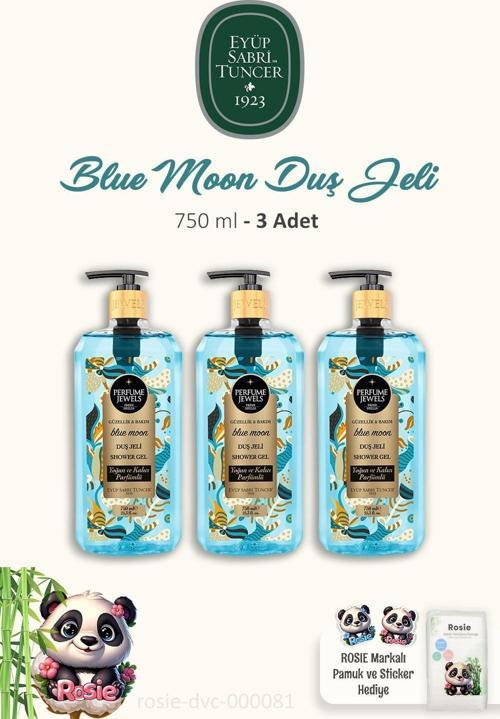 3 Adet Duş Jeli 750 ml Blue Moon 60'lı Doğal Pamuk ROSIE