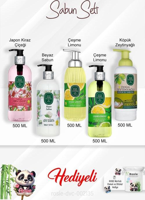 500 ML Sabun Paket Çeşme Limonu Sıvı ve köpük, Japon Kiraz Çiçeği, Beyaz Sabun, Zeytinyağlı ve Rosie