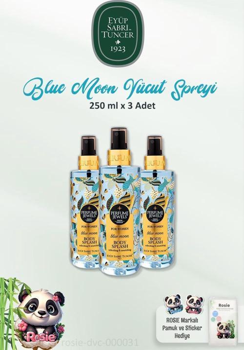 3 Adet Vücut Spreyi Blue Moon 250 ml ve ROSIE Pamuk 60'lı
