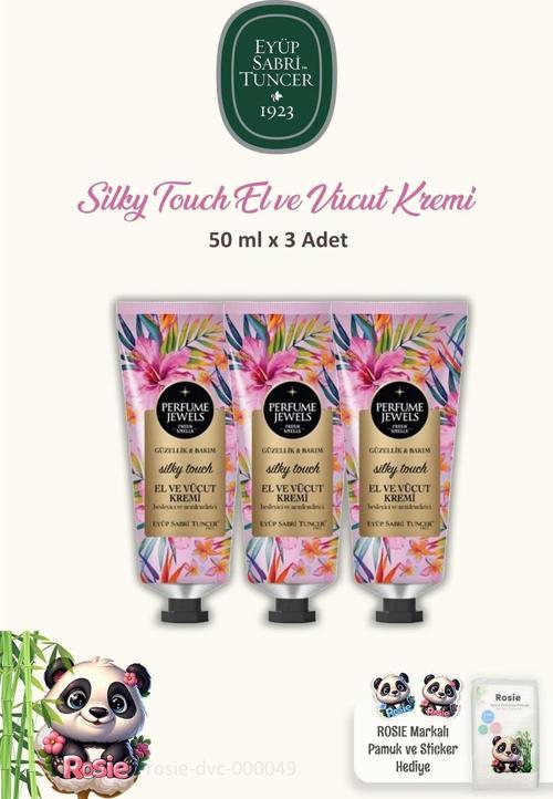 3 'lü Pj El Ve Vücut Kremi Silky Touch Tüp 50 Ml ve %100 Pamuk ROSIE