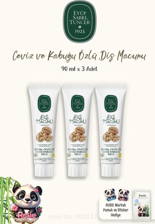 3'lü Diş Macunu Ceviz ve Kabuğu Özlü 90 ml ve ROSIE Pamuk