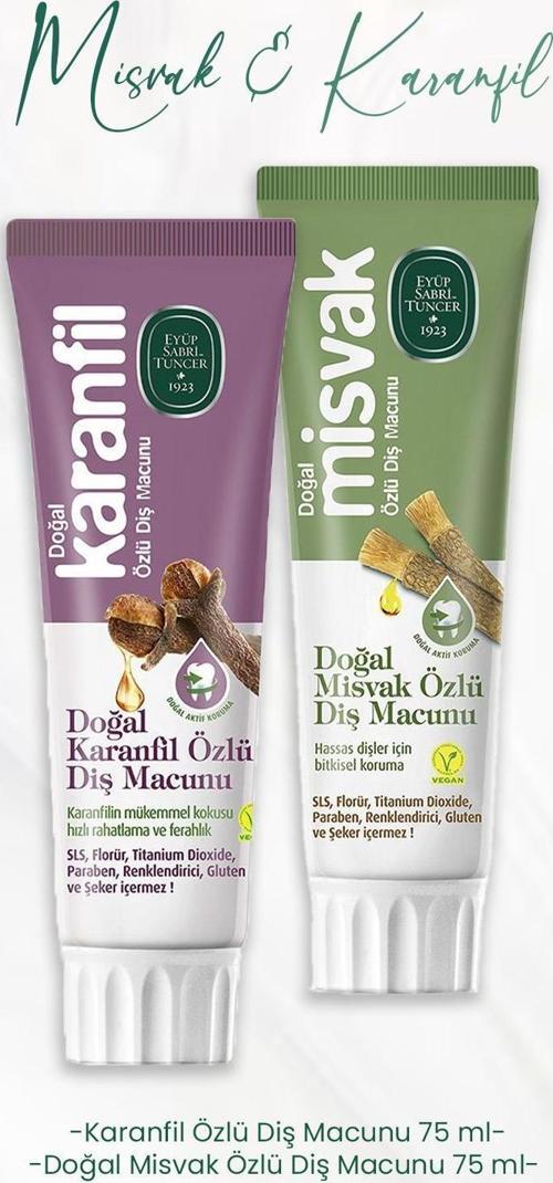Diş Macunu Karanfil Özlü 75 ml ve Doğal Misvak Özlü 75 ml