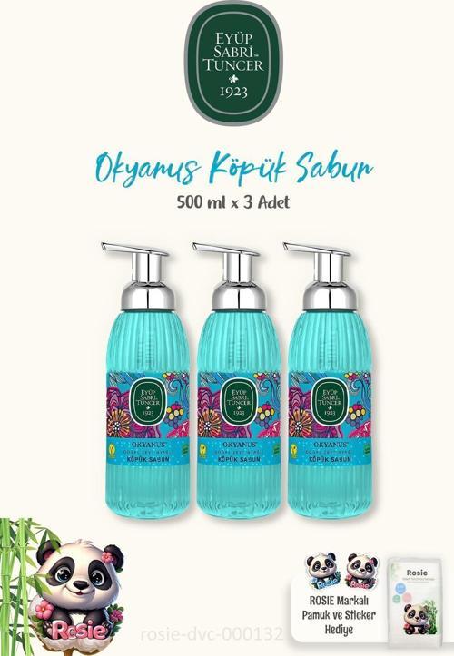 3'lü Okyanus Köpük Sabun 500 ml, %100 Doğal ROSIE Pamuk