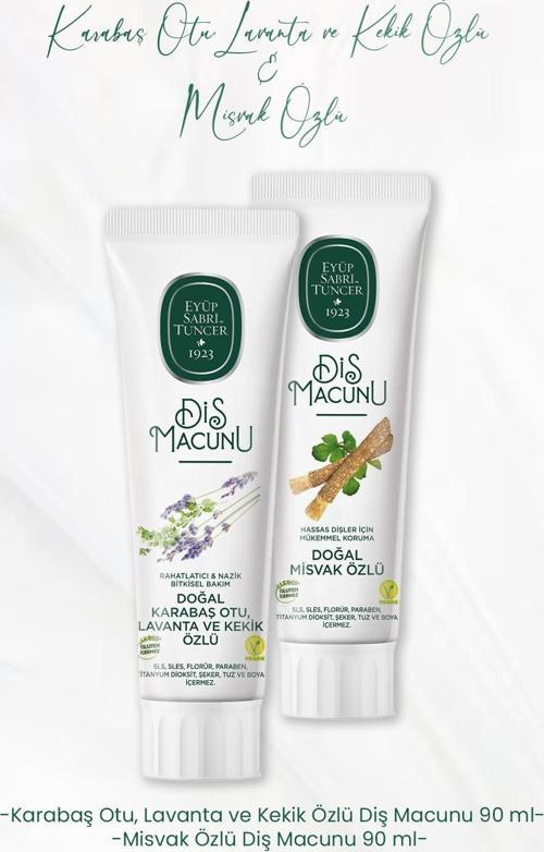 Diş Macunu Lavanta ve Kekik Özlü 90 ml ve Misvak Özlü 90 ml